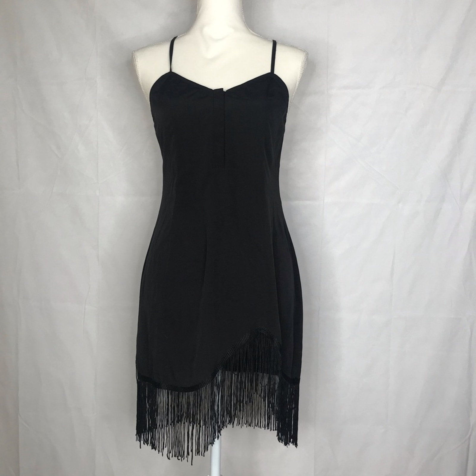 Nbd Celine Fringe Crisscross Back Strap Mini Dress